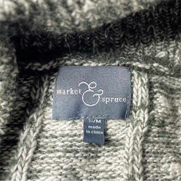 MARKET & SPRUCE Cilia Cable Knit Turtleneck Poncho Sweater Gray Size S/M - Picture 8 of 8